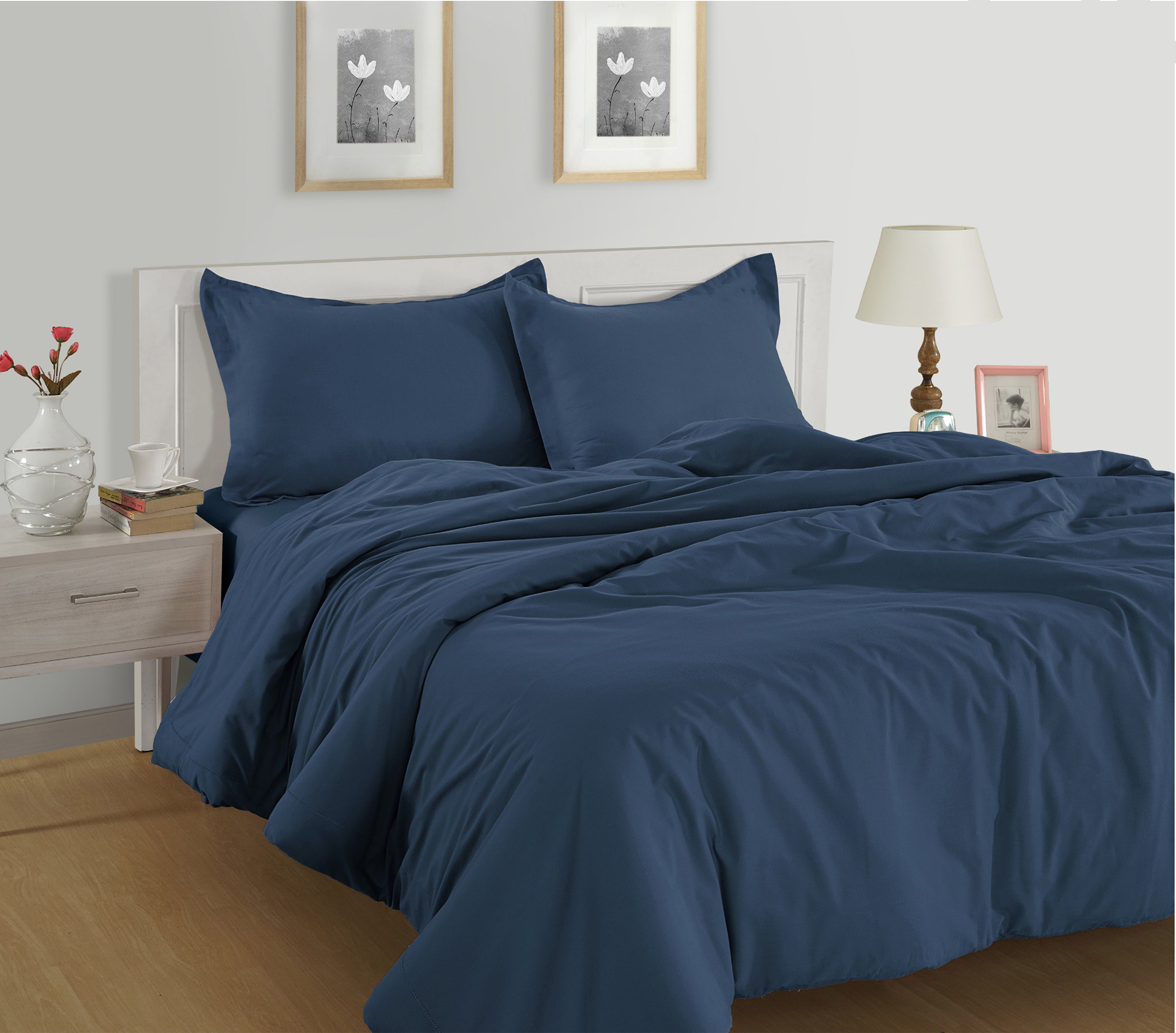 100% Organic Washed Cotton Quilt Cover Set - Estate Blue